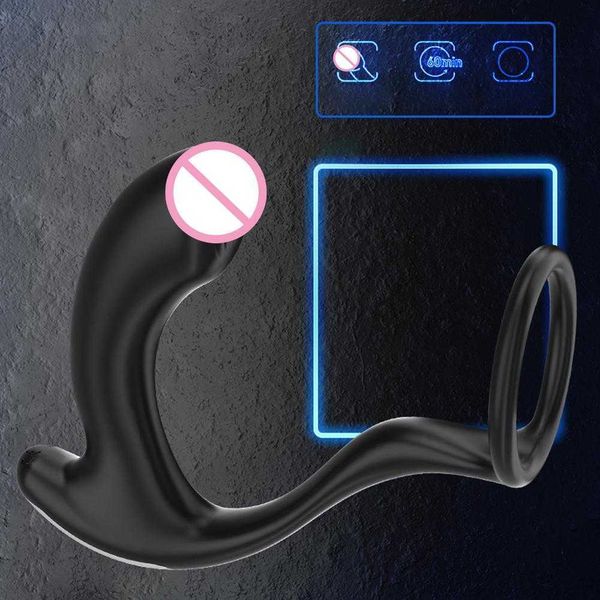 Itens de beleza Novos homens Massagem de próstata Vibrador Plug anal Controle remoto sem fio Silicone Aquecimento Dispositivo de retardo de ejaculação Anel de ejaculação Brinquedos sensuais