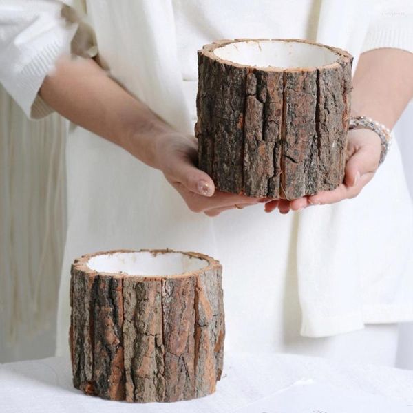 Confezione regalo Vaso per fiori in legno Corteccia d'albero Abbraccio Secchio Scatola per imballaggio Imballaggio di compleanno Vaso per fiori Decorazione per matrimoni Contenitore per piante