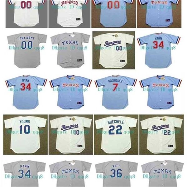 qqq8 Air01 Vintage Texas Jerseys 7 IVAN RODRIGUEZ NOLAN RYAN 10 SUNDBERG MICHAEL YOUNG 29 ADRIAN BELTRE 28 BERT BLYLEVEN 33 FRANK HOWARD Retro Baseball