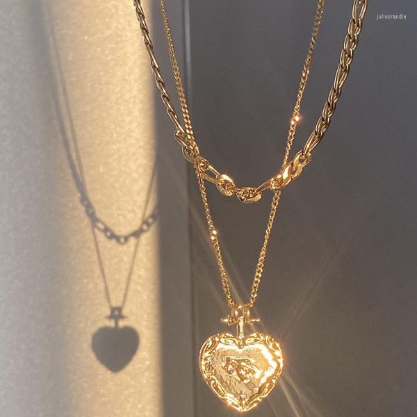 Подвесные ожерелья винтажная розовая монета французский стиль золотой колье в роскошных классах круглой подвески дружба Кокер подарок на день рождения