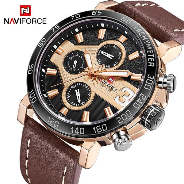 Top Luxury Brand NaviForce Men Sports Watchs Leather Army Army Waterroof Watch Man quarzo Orologio Relogio Masculino329K