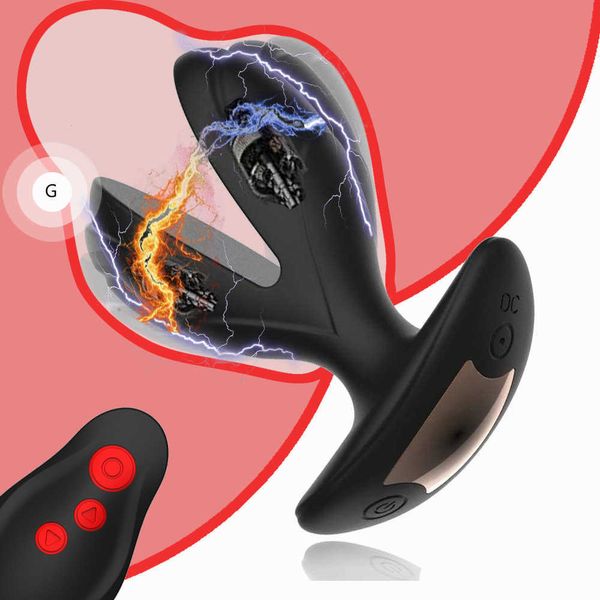 Articoli di bellezza Shock elettrico Massaggiatore della prostata maschile Vibratore plug anale indossabile Dildo remoto senza fili Dilatatore di apertura del culo