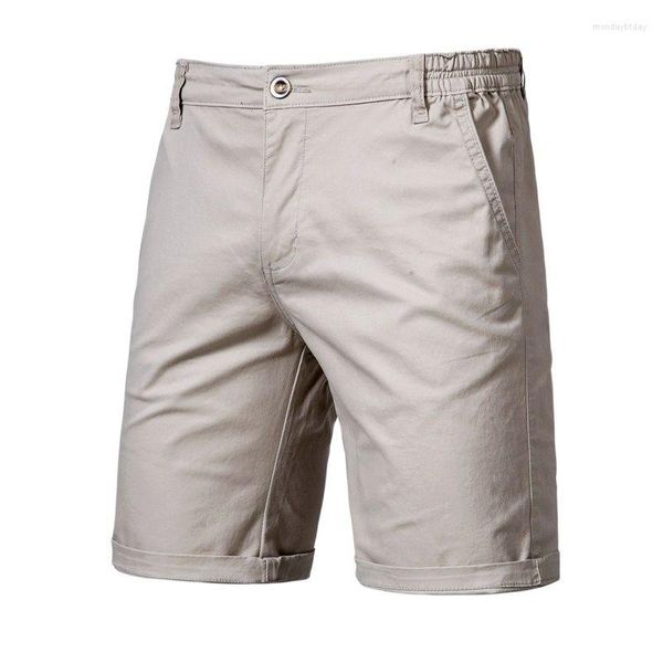 Herren Shorts Sommer Männer elastische Taille Herren kausale Farbe Baumwolle gerade Knie Länge Kurzhose Bermuda Strand Hose