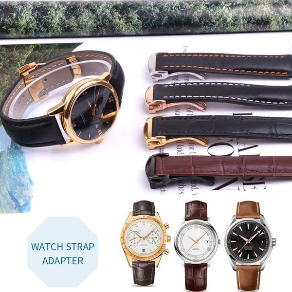 19 мм 20 мм 22-мм часовые ремешки полос Man Blue Black Black Lynuine Talf Leather Watch Bands Bracelet Class Gugle для Omega 300M Planet-Ocean 2404