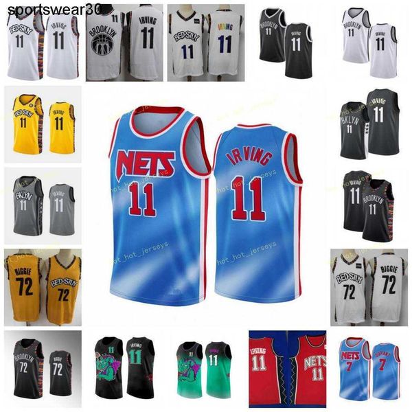 BrookIyn Kevin 7 Durant Jersey New 11 Kyrie Men's Irving Jersey Black 72 Biggie Basketball Jerseys New Stitched 2021 City