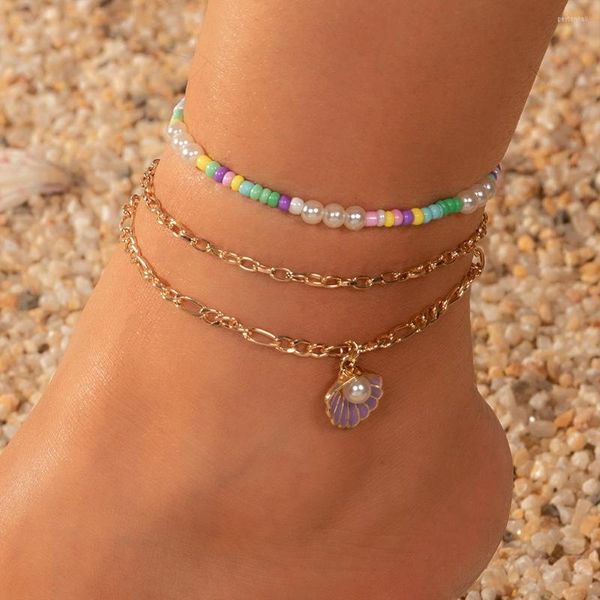 Fußkettchen Bohemian Shell Perle Sommer Strand Fuß Armband Schmuck Für Frauen Knöchel Muschel Anhänger Großhandel