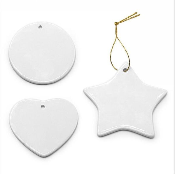 Sublimation Blanko Keramik Anhänger Kreative Weihnachtsornamente Wärmeübertragungsdruck DIY Keramik Ornament 9 Stile Akzeptieren Gemischt Neu