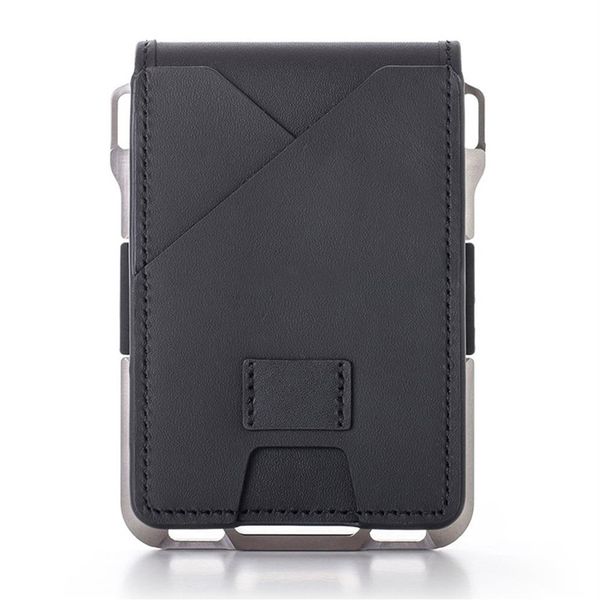 Moda RFID Alumínio Metal Metal Galetes Bifold de couro genuíno para homens Mulheres Id Bank Card Titular Slim Front Pocket Cartet Case2707