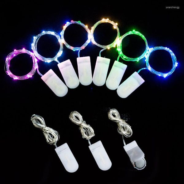 Strings 1m Luzes de corda Botão Battery Box Lanterna de fio de cobre para casamento Flowers Bolo Presente Decorações de Natal Tira leve LED