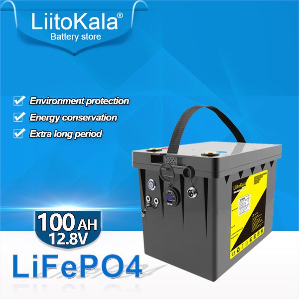 LiitoKala 12V Lifepo4-Batterie 120Ah 100Ah BMS Lithium wiederaufladbarer Wechselrichter 12,8V für Wohnmobil Outdoor-Camping Motor für Motor Power Bank