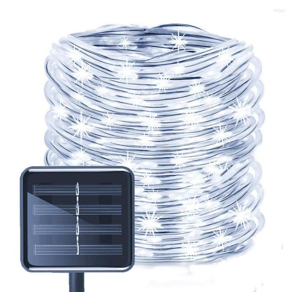 Saiten 100/200/300 LED Outdoor Solar Seil Licht Powered Wasserdichte Rohr Kupfer Draht Lichterkette Für Weihnachten Garten Zaun