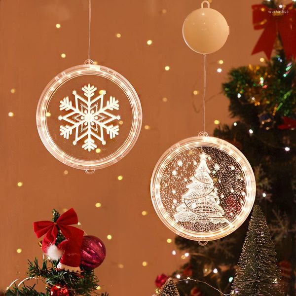 Stringhe natalizie 3D Tipo di sospensione Luci a LED Luci da snowflake decorazioni soggiorno rendeer Luces de navidad 2023 anni