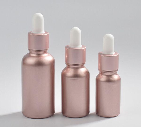 Roségoldene Glas-Tropfflasche, Aromatherapie-Flüssigkeit für ätherisches Massageöl, Pipettenflasche, kosmetische, nachfüllbare Flaschen