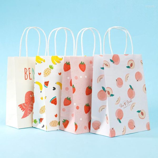 Confezione regalo Scatola portatile Borsa a portata di mano in carta Abbigliamento Borsa colorata per frutta in cartone animato Confezione per torte di caramelle Forniture per feste di compleanno