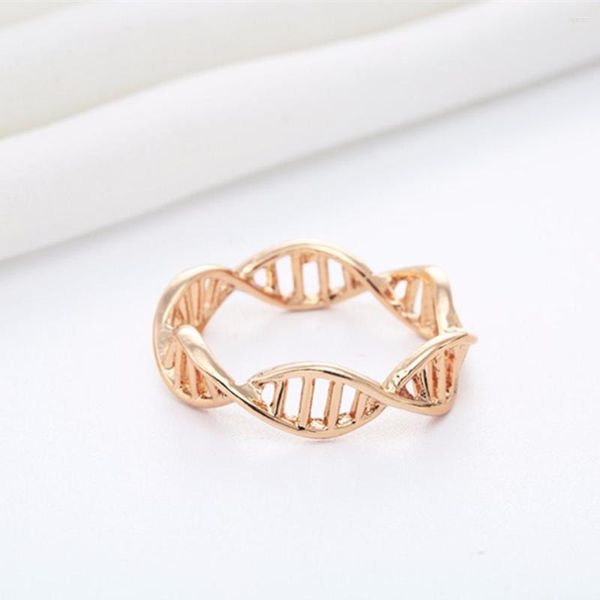 Fedi nuziali Kinitial Fashion DNA Double Helix Cross Infinity Twist Ring Finger Encircle Jewelry For Women Men Love Science