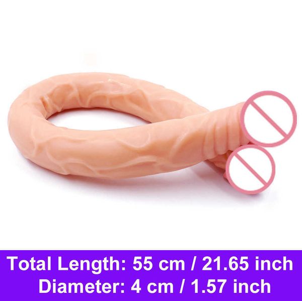 Itens de beleza 21.56 polegadas Double Dildo terminou super longas para a vagina de pênis flexível lésbica e um jogo adulto anal sexy brinquedo mulheres gays gay