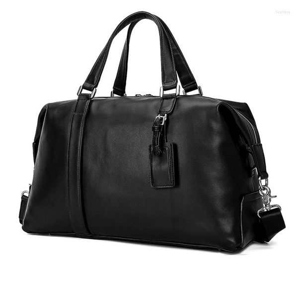 Duffel Bags Big Capacity Capacidade de vaca de vaca Travel Men Women Black Soft Black Fit 15,6 polegadas Laptop Saco