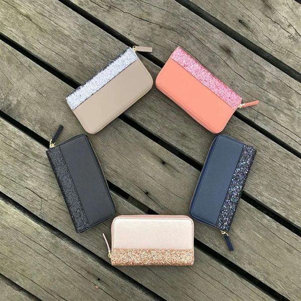 designer di marca donna donna portafoglio pochette portamonete portamonete portamonete porta carte glitter 5 colori204D