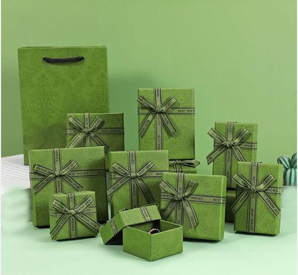 Caixas de jóias do organizador caixas de anel de briol de papelão com almofada de esponja de tampa para presentes de jóias exibem frutas verde