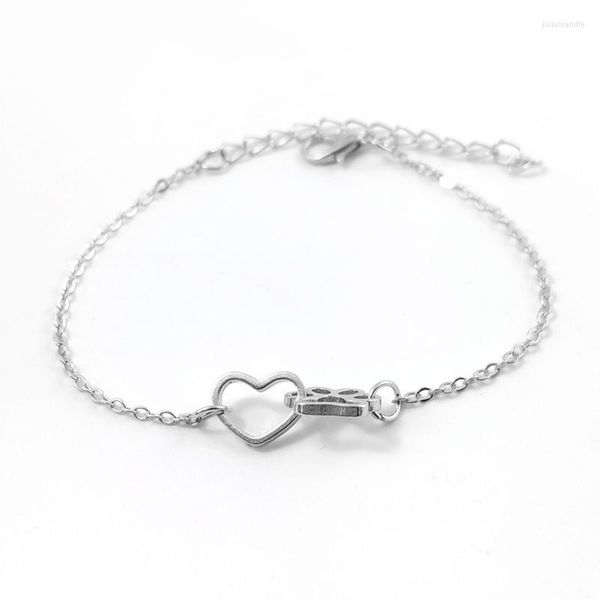 Link-Armbänder, kreatives niedliches herzförmiges Hunde-Druck-Armband, einfaches Gold-Silber-Farben-Metall-Schmuck, Mode-Mädchen-Party-Geschenk