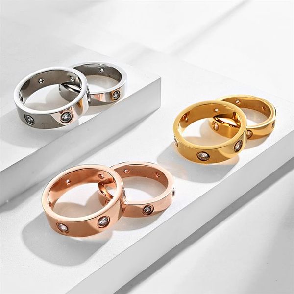 Мужчины любят кольцо дизайн роскошные украшения золотые серебряные женщины дизайнерские ювелирные ювелирные изделия из нержавеющей стали белая бриллиантовая мода Mens Rings Design 307f