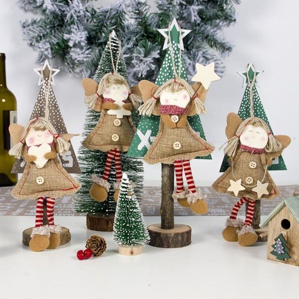 Weihnachtsanhänger Drop Ornamente Angel Puppe mit langen Beinen Weihnachtsbaumurlaubsdekorationen Weihnachtsdekorationen für Home Navidad Neu