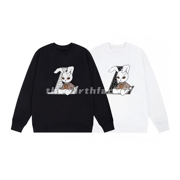 Luxuriöses Herren-Sweatshirt mit langen Ärmeln, Kaninchen-Crack-Buchstabe, bedrucktes Sweatshirt, Modemarke, Designer-Pullover mit Rundhalsausschnitt, Schwarz/Weiß