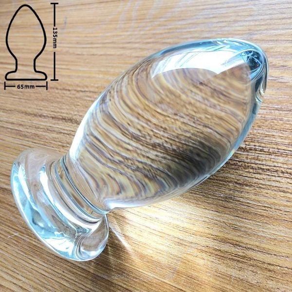 Articoli di bellezza Grande spina anale Dilatador Massaggiatore prostatico Ano Espansore Cristallo Testa di vetro Giocattoli sexy per uomini Grande dildo Buttplug Giocattolo erotico