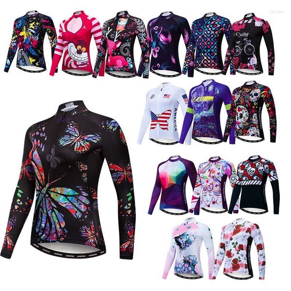 Jackets de corrida Jersey de ciclismo feminino MTB Bike Top Winter Sleeve Shirts Longe Rouging Ropa Ciclismo Maillot Ladies Ricking camisas