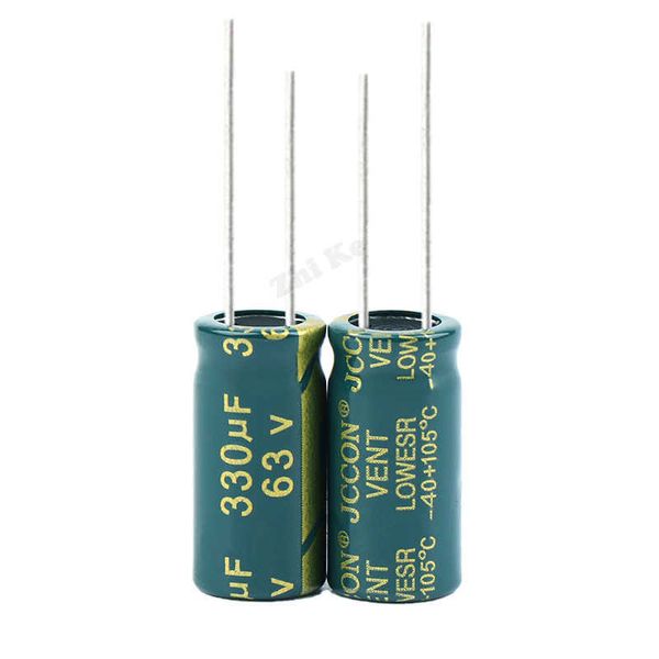 5 Stück 63 V 330 uf 10 x 20 mm Grüngold 63 V Netzteil Wechselrichter Hochfrequenz-Kondensator mit niedrigem Widerstand 10 x 20 mm