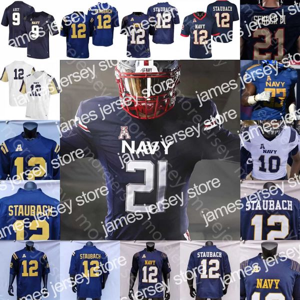 Jerseys de futebol Custom 2021 Fly Marinha Midshipmen Jersey de futebol NCAA College Jacob Springer Roger Staubach Keenan Reynolds Perry Nelson Smith CJ Williams Ta