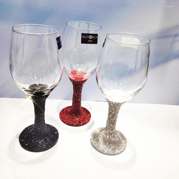 Bicchieri da vino Calice con diamanti Calice in vetro d'uva Cristallo lucido Matrimonio Champagne Rosso Bar Cocktail Party Bicchieri