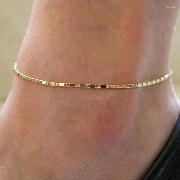 Fußkettchen Einfache Goldkette Fußkettchen Armband Barfuß Sandale Strand Fuß Schmuck Geschenk