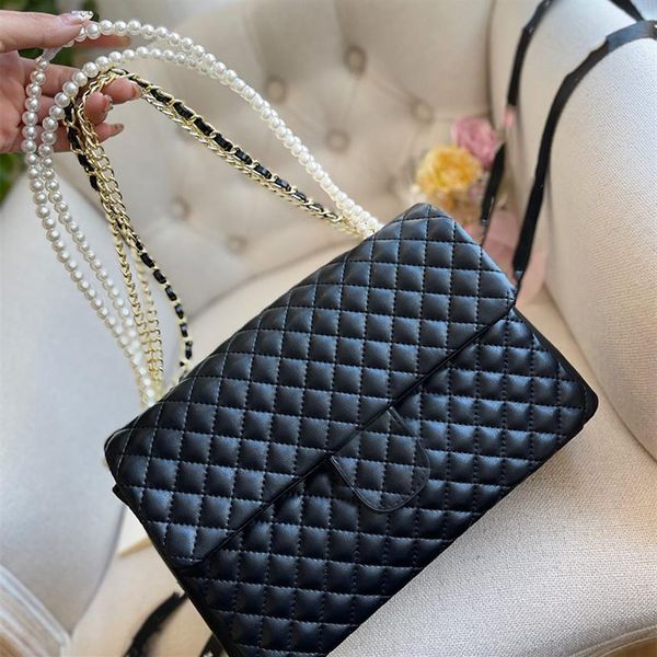 Nuove borse firmate francesi Donna Moda Borse con catena di perle Borsa a tracolla Trapunta Borsa di design Borsa tote di grande capacità Vera L207K