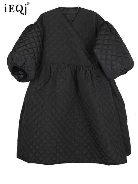 Mulheres para baixo Parkas IEQJ Preto Tamanho Grande Solto Algodão Padde Casaco Lanterna Manga Grosso Quente Midi Outerwear 2023 Roupas de Inverno 3WQ751 221231