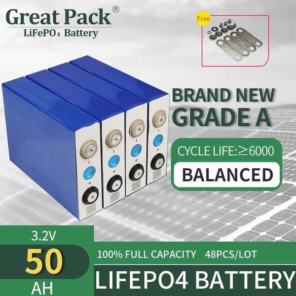 Home Power Bank 16PCS 3.2V 50Ah Brand New Grade A LiFePO4 Cella batteria Ricaricabile Deep Cycle 100% Full Capacity Ioni di litio