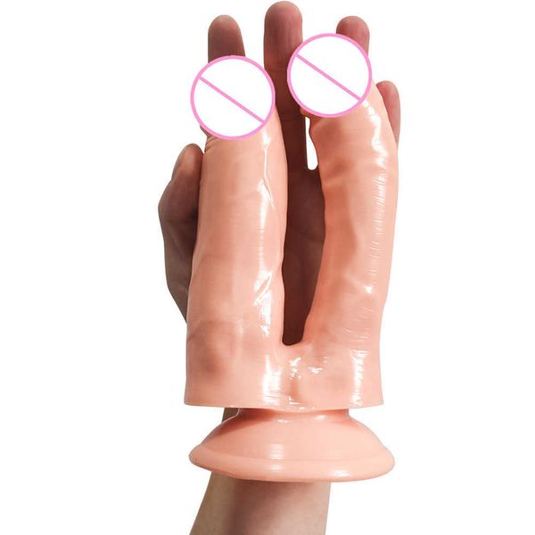 Articoli di bellezza NOVITÀ Pene a doppia testa Penetrazione della vagina e del fallo dell'ano Pene realistico Giocattoli sexy Strap on Due dildo