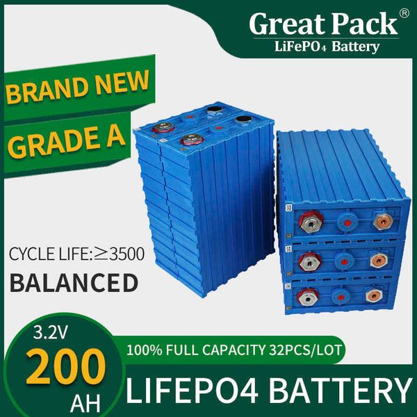 Solar Power Bank 32PCS 3.2V 200Ah Deep Cycle LiFePO4 Cella batteria ricaricabile Brand New Grade A Ioni di litio Home Energy Storage