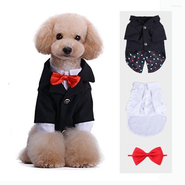 Abbigliamento per cani, grande smoking, festa di matrimonio formale con papillon, completo di costumi per cani di taglia grande per 3 pezzi