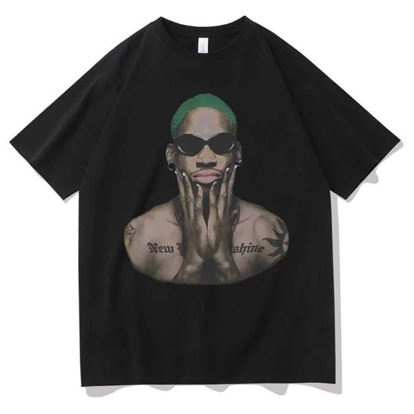 T-shirt da uomo The Worm Dennis Rodman T-shirt con stampa grafica Uomo normale Hip Hop Fashion Tee Uomo Donna Girocollo Qualità Basketball Boy T Shirt T230103