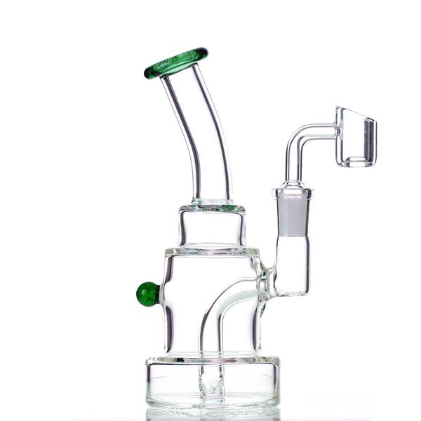 6,5 pollici Mini Bong in vetro Pipa ad acqua Narghilè 14mm Giunto piegato Collo olio Dab Rig Accessori per fumatori