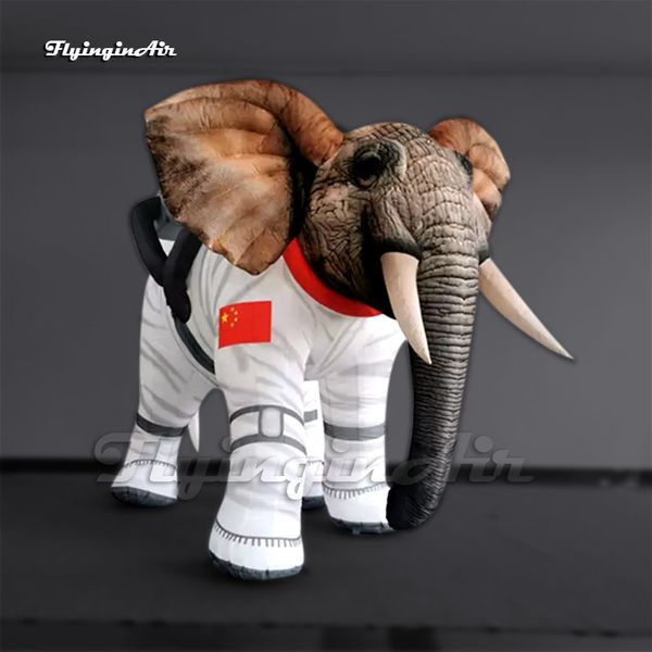 Großer aufblasbarer Elefanten-Astronautenparade-Performance-Tiermaskottchenmodell, luftgeblasener Elefantenballon mit Raumanzug für die Weltraumshow