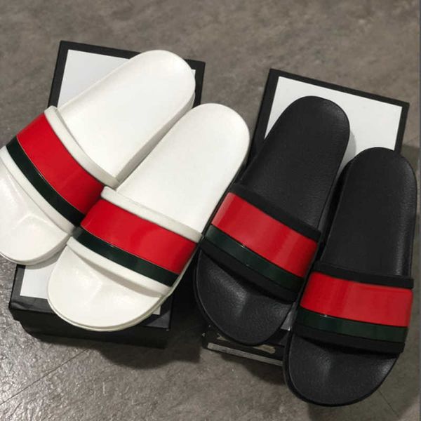 Platform Tasarımcı Kauçuk Slaytlar Sandal Çiçek Broad Moda Çenç Dip Dipleri Flip Flop Terlik Çizgili Kadın Sandalet Tasarımcıları Loafers Sliede Kutu No010