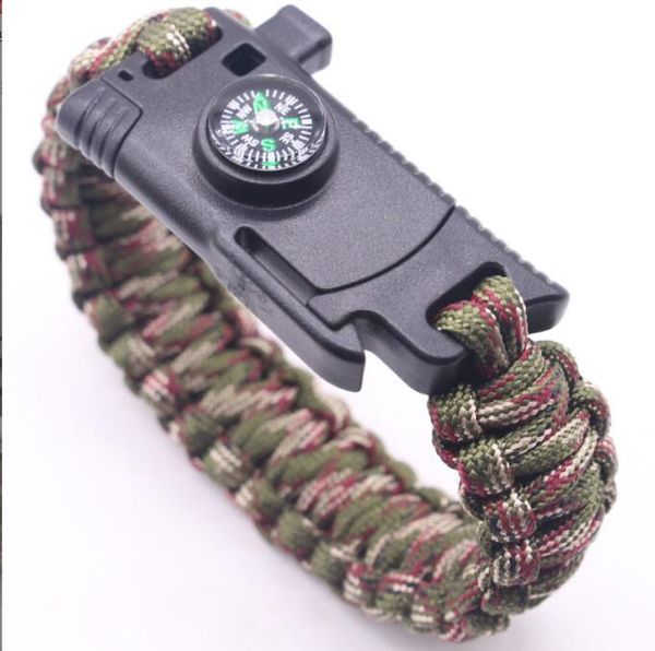 Pulseiras de sobrevivência ao ar livre caça tática acampamento 7 fita Paracord Bracelet acampamento para caminhada de resgate Tool Equipment