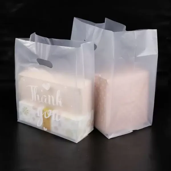 Geschenkpapier Dankeschön-Kunststoff-Geschenktüte Stoffaufbewahrung Einkaufstaschen mit Griff Party Hochzeit Süßigkeiten Kuchenverpackung Großhandel