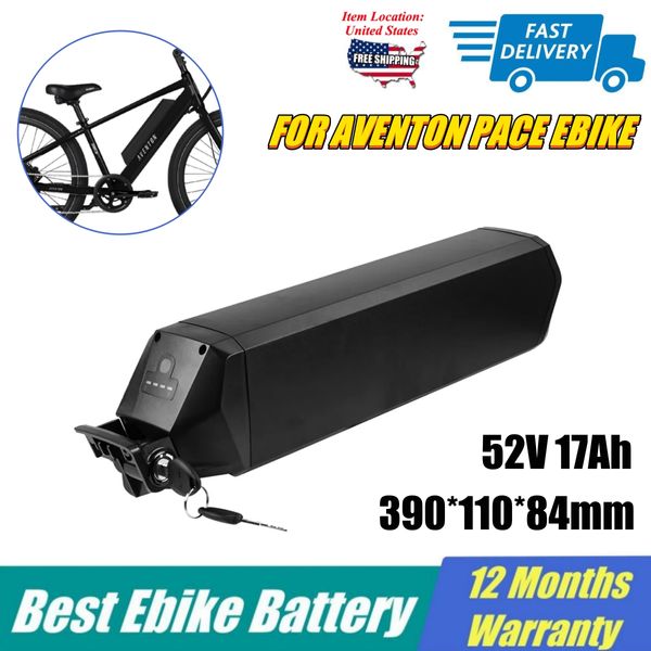 AVENTON PACE Ebike Batteria 52V 17Ah Reention Dorado 21700 52volt 17ah Bici elettrica laterale aperta Batterie agli ioni di litio 350w 500w Lunghezza 390mm