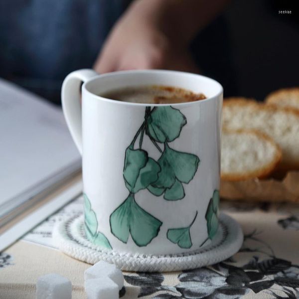 Tassen 1 Stück Keramik Kaffeetasse Große weiße Tasse Tee Fine Bone China Porzellan Tassen Paar Set Geschenke Trinkgeschirr 400 ml