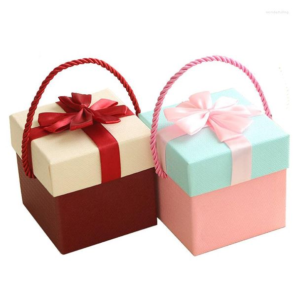 Confezione regalo 1/2/6 pezzi elegante e carino contenitore di caramelle per matrimoni per la lista dei dolci scatole di cioccolatini rigide con manico imballaggi in cartone di lusso