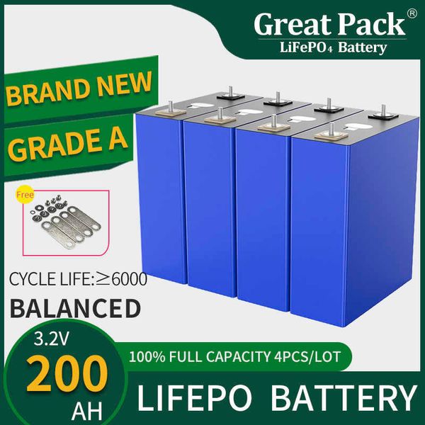 Neue 3,2 V 200 Ah wiederaufladbare Lithium-Ionen-Batteriezelle der Güteklasse A LiFePO4 Deep Cycle 100 % Energiespeicher-Powerbank mit voller Kapazität