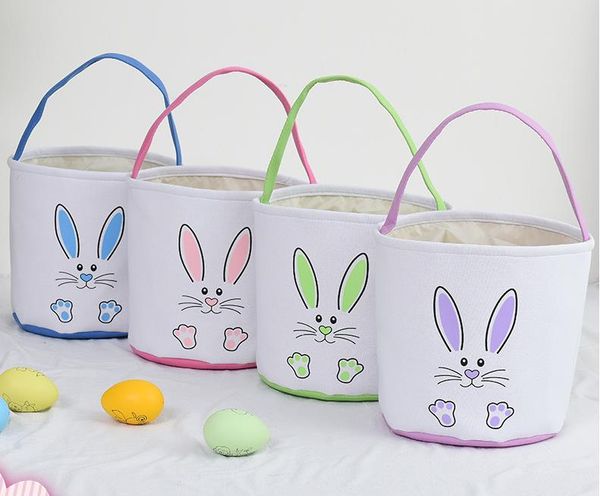 Easter Bunny Bucket Party Cartoon Rabbit Ear Basket Lunch Tote Bag Animal Face Pattern Kids Festival Gift SN592
